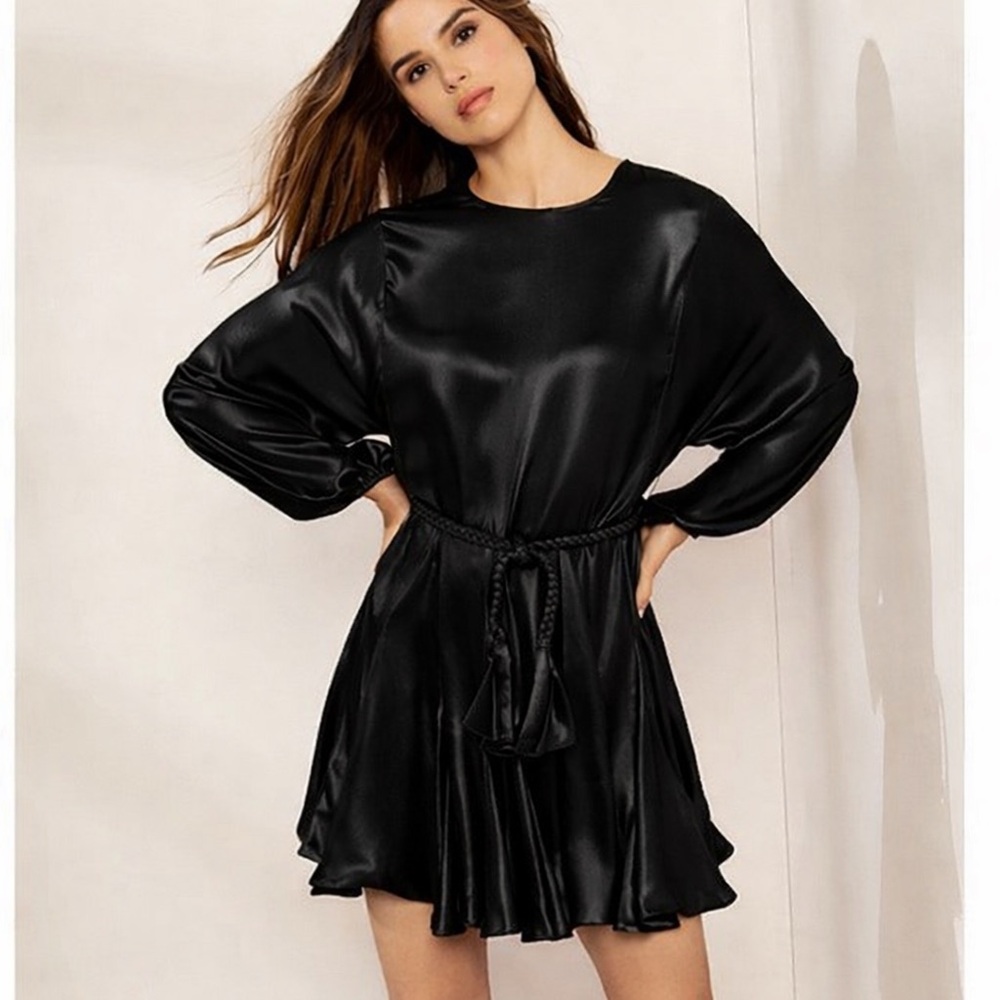 Gianni Bini Black Satin Mini Dress